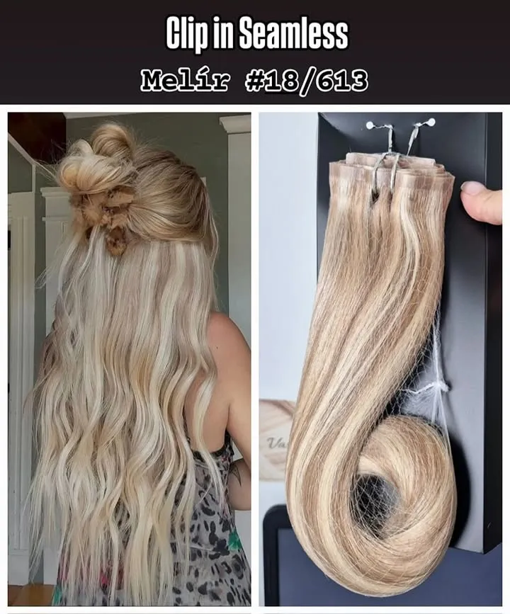 ✨ Clip-in Seamless Vlasy – Melír #18/613 ✨ Dodajte svojmu účesu objem a dĺžku s luxusnými seamless clip-in vlasmi v nád...