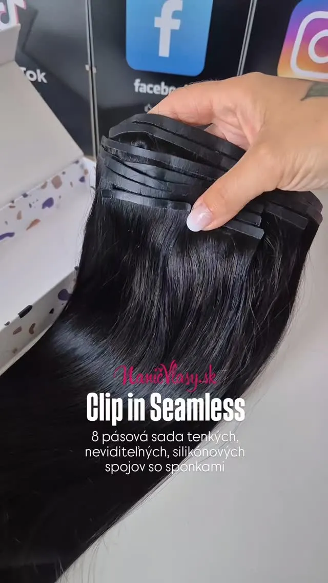 Clip in Seamless 💕🍀 8 pásová clip in sada so sponkami, neviditeľné, silikónové spoje, ktoré zaručia pohodlné nosenie 🫶...