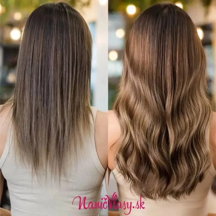 🌟 Clip in vlasy Premium Plus 40 cm – odtieň #6/27 Na foto vidíš krásne zahustenie a predĺženie v odtieni #6/27, ktorý v...
