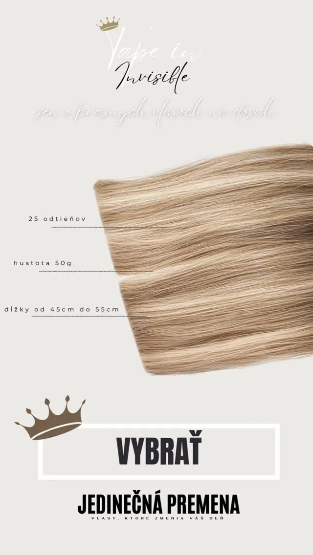 Tape In Invisible, predĺženie, ktoré nikto neuvidí, ale každý si všimne. Túžiš po dokonale hustých a dlhých vlasoch bez...
