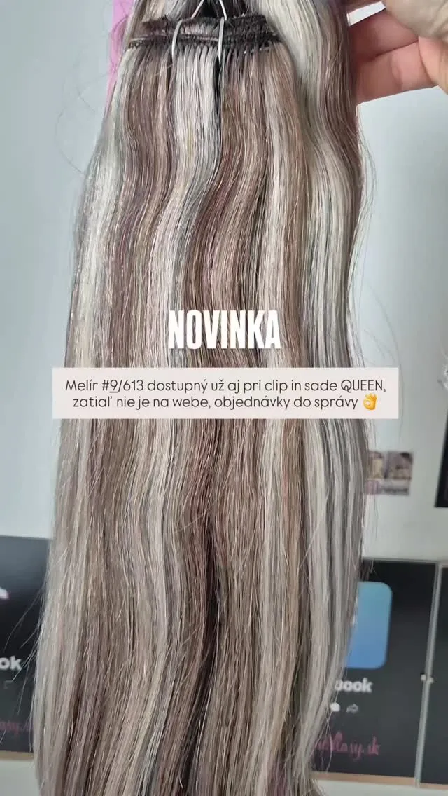 Dostupné všetky dĺžky clip in Queen - melír #9/613 popolavohnedá s platinkovým melírom 🫶💕 45cm, 50cm, 55cm, 60cm, 55cm 😎...