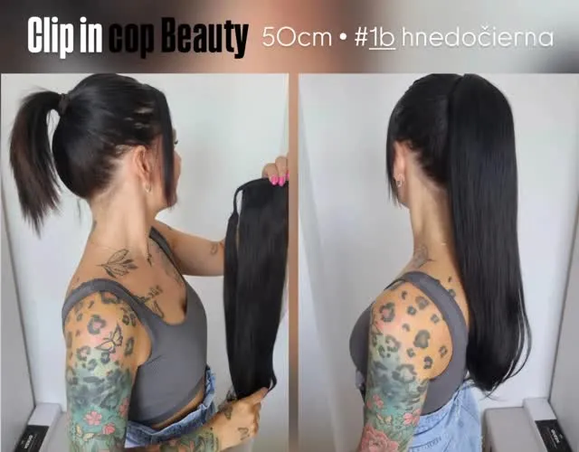 Clip in cop BEAUTY, 50cm, #1b hnedočierna 🖤🖤🖤 www.nanicvlasy.sk #nanicvlasysk #nanicvlasy #cop #hairponytail
