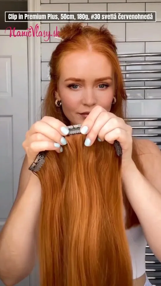 Videjko aplikácie clip in Premium Plus, 50cm, #30 svetlá červenohnedá 👌🌸🤎 https://www.nanicvlasy.sk/clip-in-vlasy/clip-...