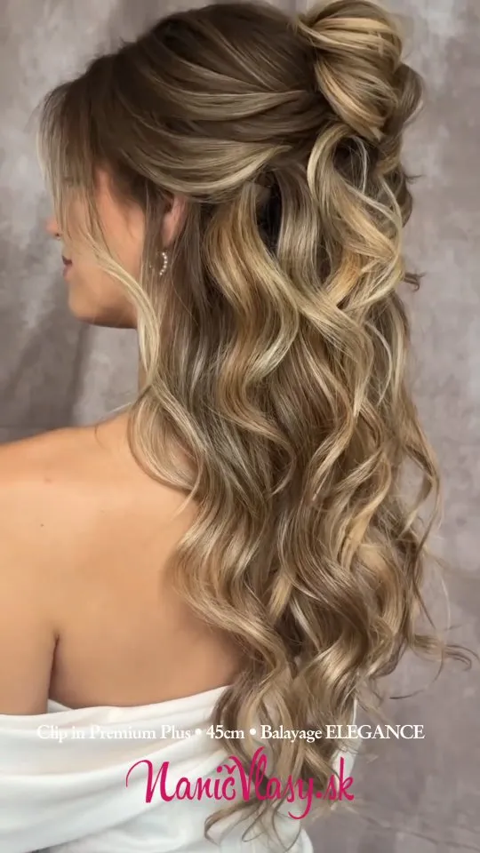 Jemná elegancia pre veľký deň ✨ Svadobný účes vytvorený s Clip-in vlasmi Premium Plus (45 cm) v odtieni Balayage Eleganc...