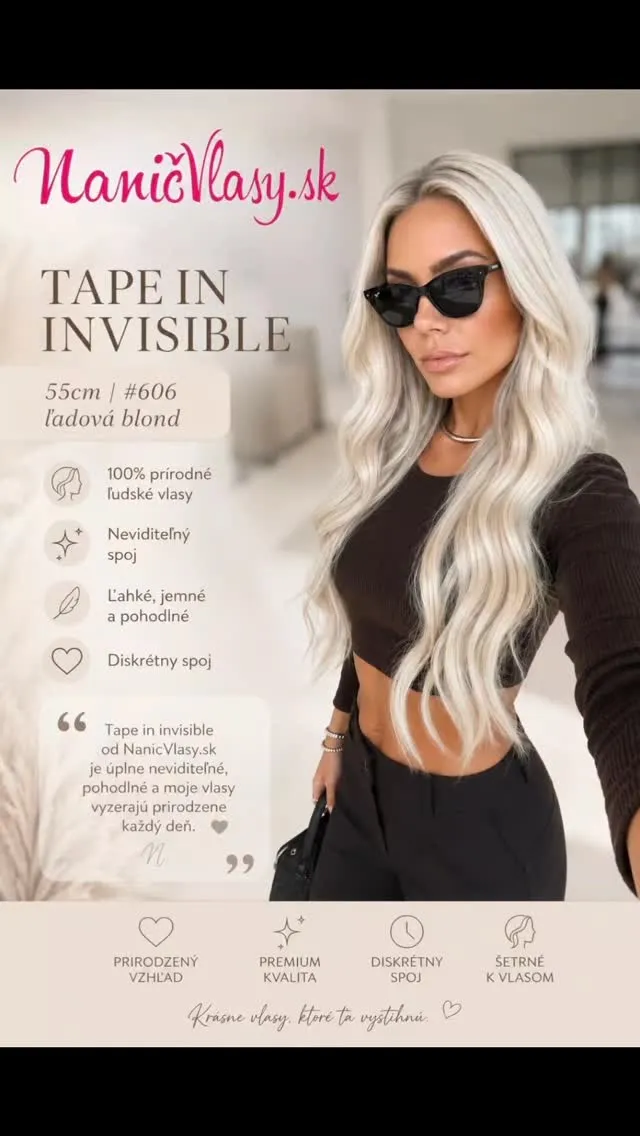 Luxus, ktorý nemusíš skrývať 👌 Hľadáš predĺženie vlasov, ktoré vyzerá prirodzene? 🤍 Tape in INVISIBLE: ✨ Neviditeľný sp...