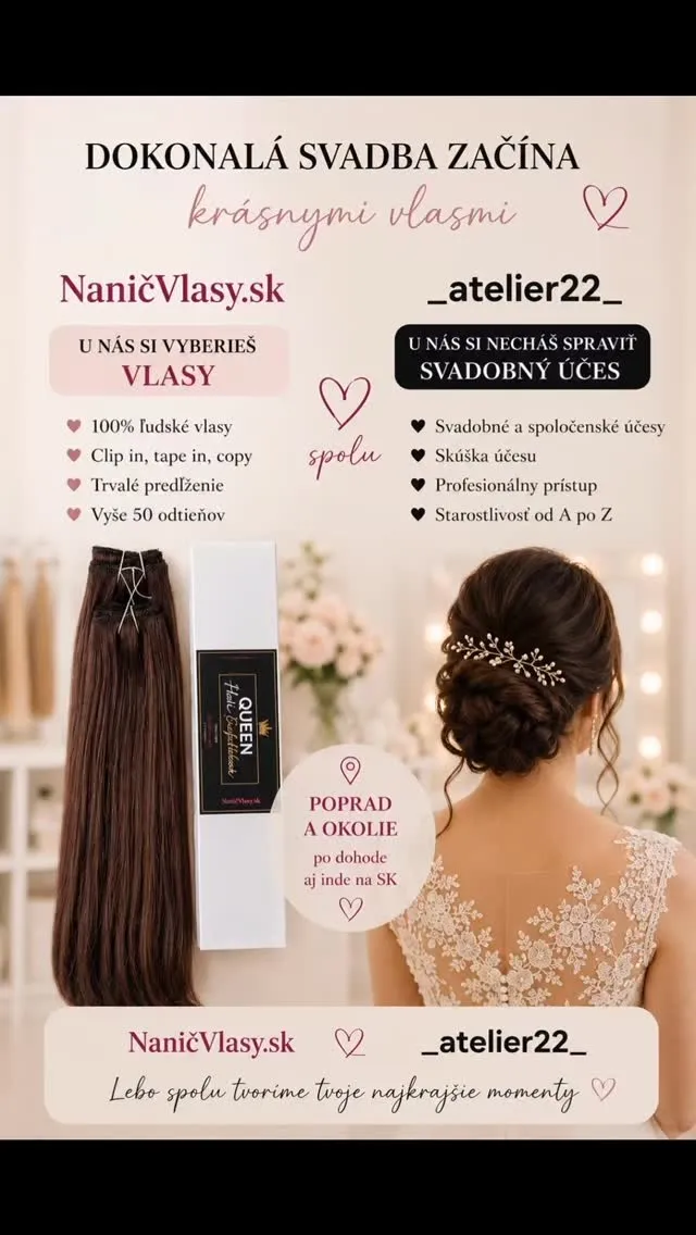 👰‍♀️ Dokonalá svadba začína krásnymi vlasmi. V eshope www.nanicvlasy.sk si vyberiete vysnívané 100 % ľudské vlasy a v @_...