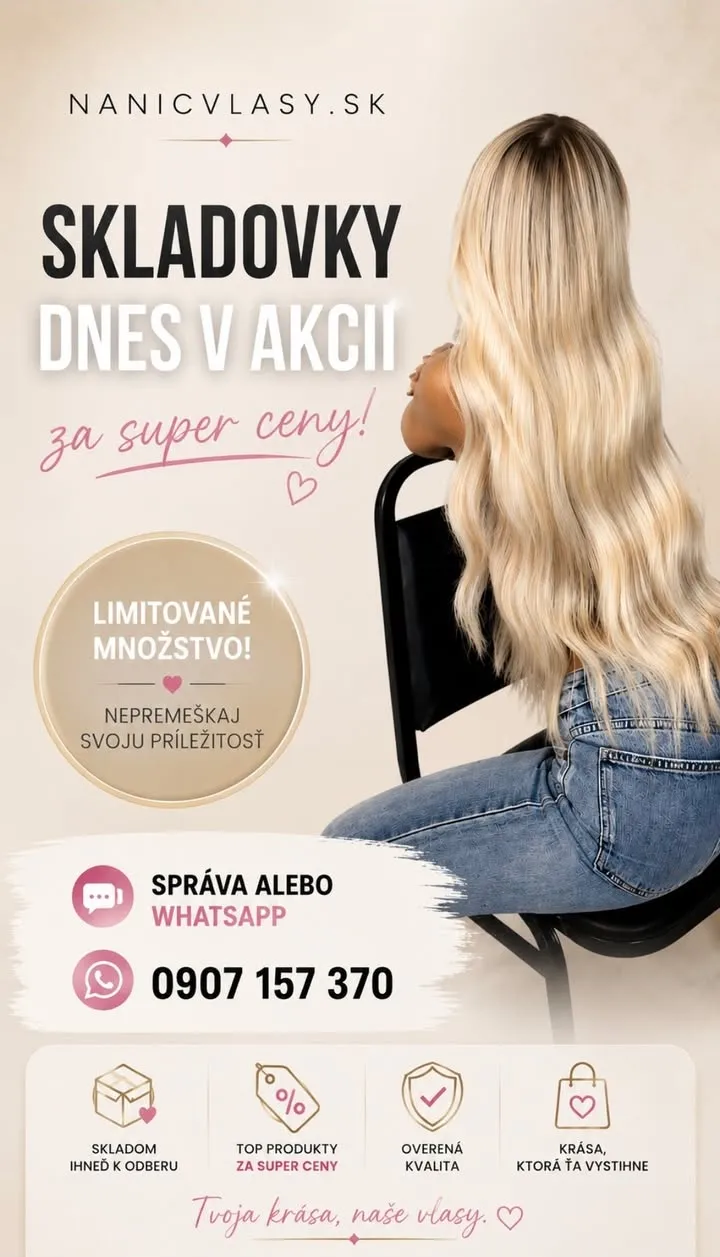 ✨ SKLADOVKY DNES V AKCII ✨ Hľadáš kvalitné vlasy bez čakania? 💁‍♀️ 🔥 Vybrané skladové produkty dnes za super ceny 📦 Ihne...