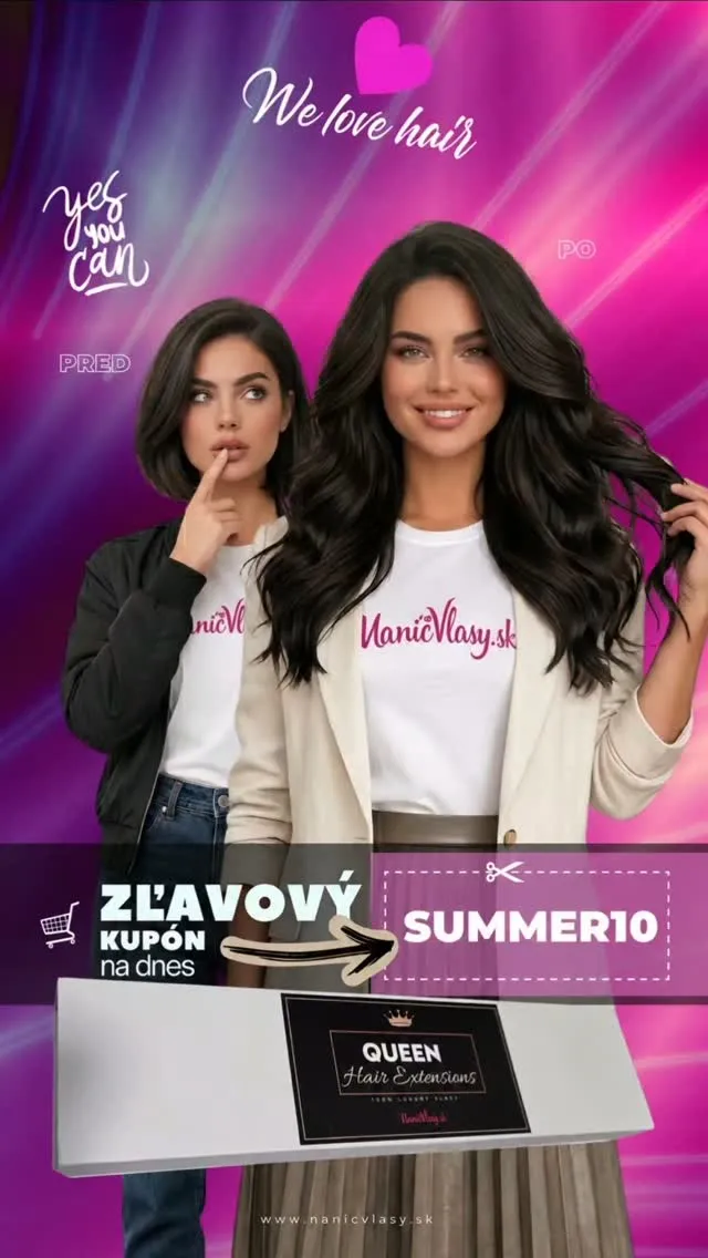 ☀️ Letná akcia je tu 🤍 Použi kód SUMMER10 a získaj zľavu na svoje nové vlásky 💇‍♀️✨ 🌸 www.nanicvlasy.sk⁠ #nanicvlasy #c...
