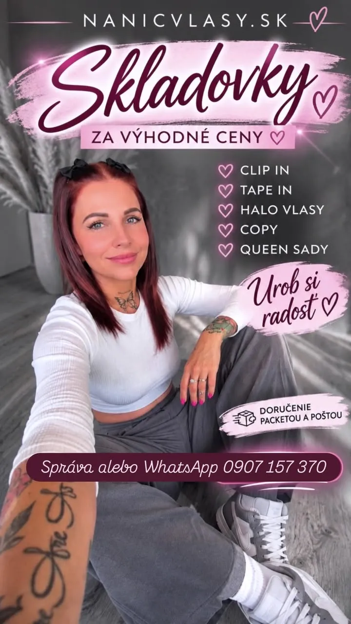 SKLADOVKY v ZĽAVE ☆ NanicVlasy.sk Potrebuješ nové vlásky čo najskôr? 🫠 ✔️ 100 % ľudské vlasy ✔️ Rýchle odoslanie pošto...