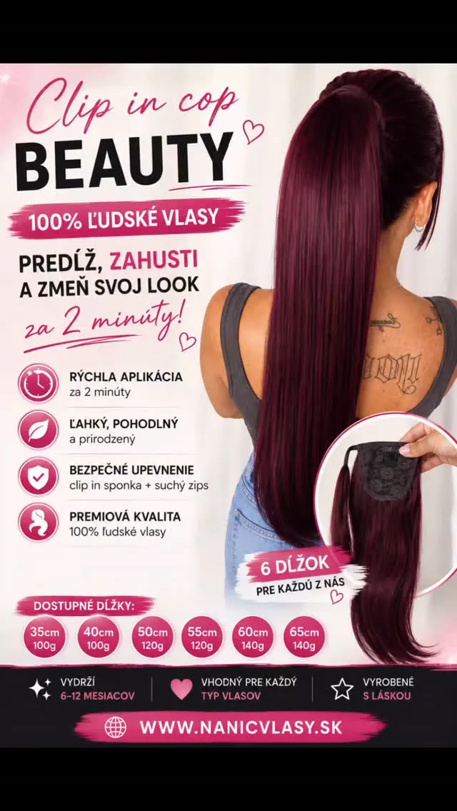 Cop, ktorý zmení celý tvoj look za 2 minúty ✨ Dlhší, hustejší a prirodzene vyzerajúci cop zo 100 % ľudských vlasov 🤍 ✔️...
