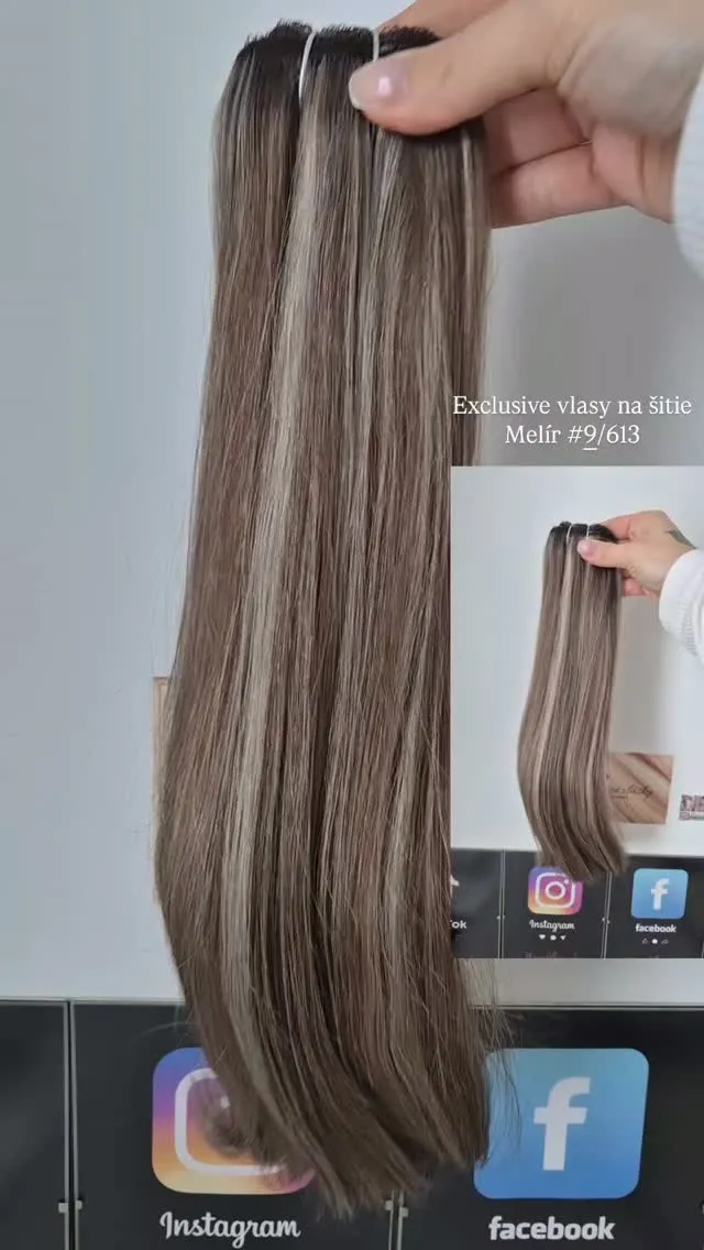 Naše EXCLUSIVE vlasy na šitie – jeden súvislý pás široký 120 cm, vyrobený zo 100 % ľudských Remy vlasov. Sú prirodzene h...