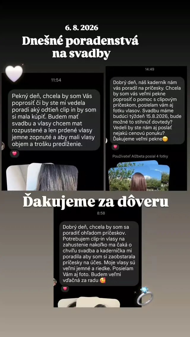 Moc ďakujeme za dôveru, aj za odporúčania od hairstylistov 👌🙏 Svadobné účesy lepšie držia s clip in vlasmi... a to, že...