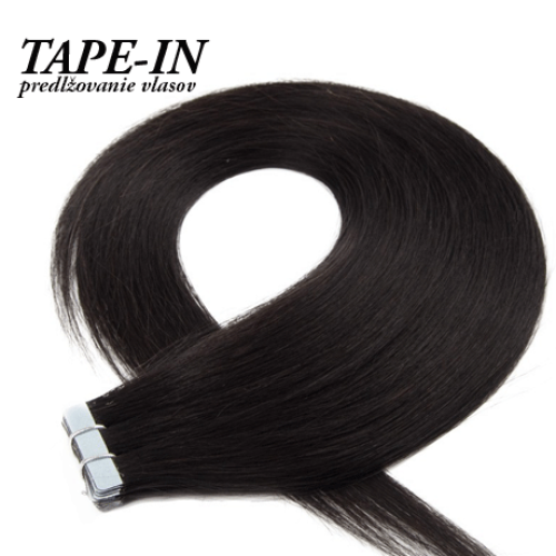 Tape-in vlasy, odtieň #1B, 40cm Tape-in vlasy, odtieň #1B, 40cm