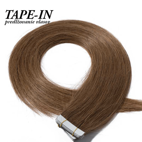 Tape-in vlasy, odtieň #6, 40cm Tape-in vlasy, odtieň #6, 40cm