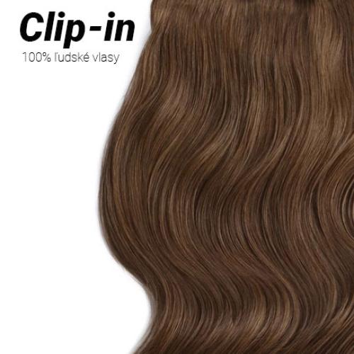 Clip-in vlasy Premium, odtieň #8, 45cm - 130g Clip-in vlasy Premium, odtieň #8, 45cm - 130g