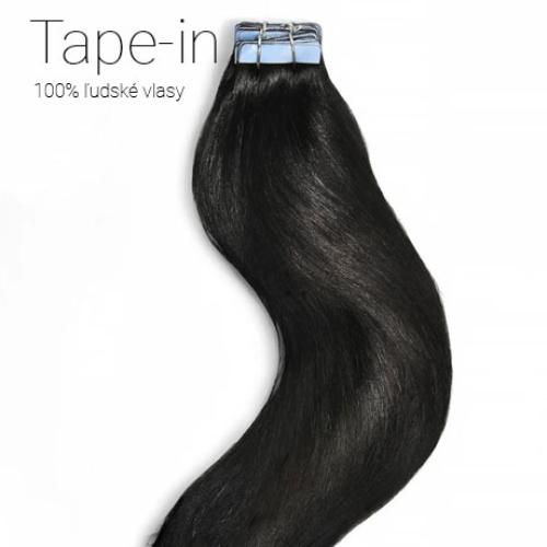 Tape-in vlasy, odtieň #1B, 40cm Tape-in vlasy, odtieň #1B, 40cm