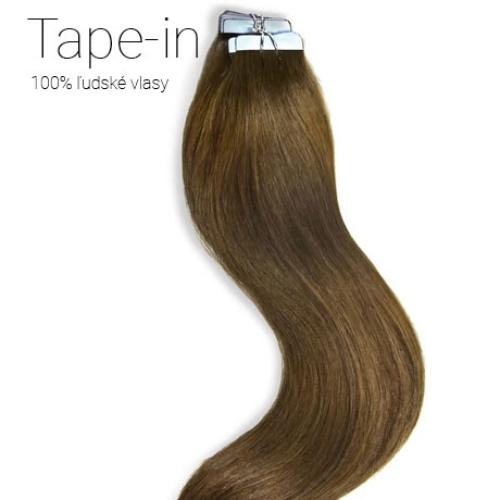 Tape-in vlasy, odtieň #6, 40cm Tape-in vlasy, odtieň #6, 40cm