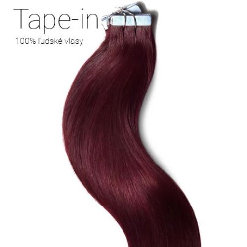 tape-in-vlasy-99j-mahagon. Tape-in vlasy, odtieň #99J, 40cm